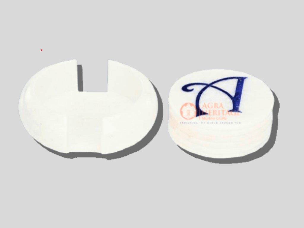 White Marble Teapot Coaster Set For Office